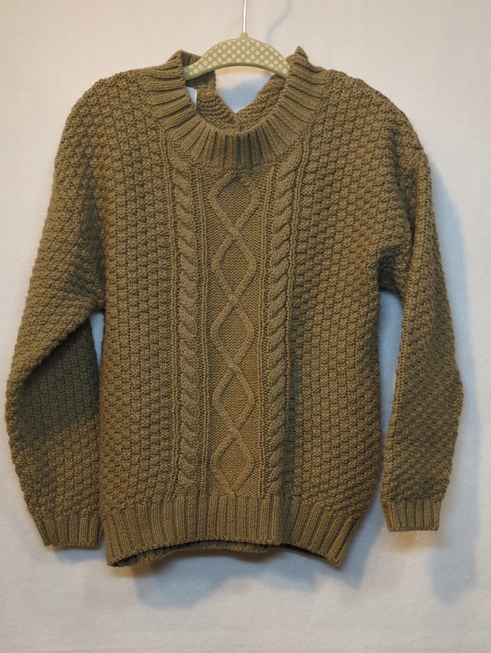 Quincy Mae Baby Cable Crewneck Sweater in Olive